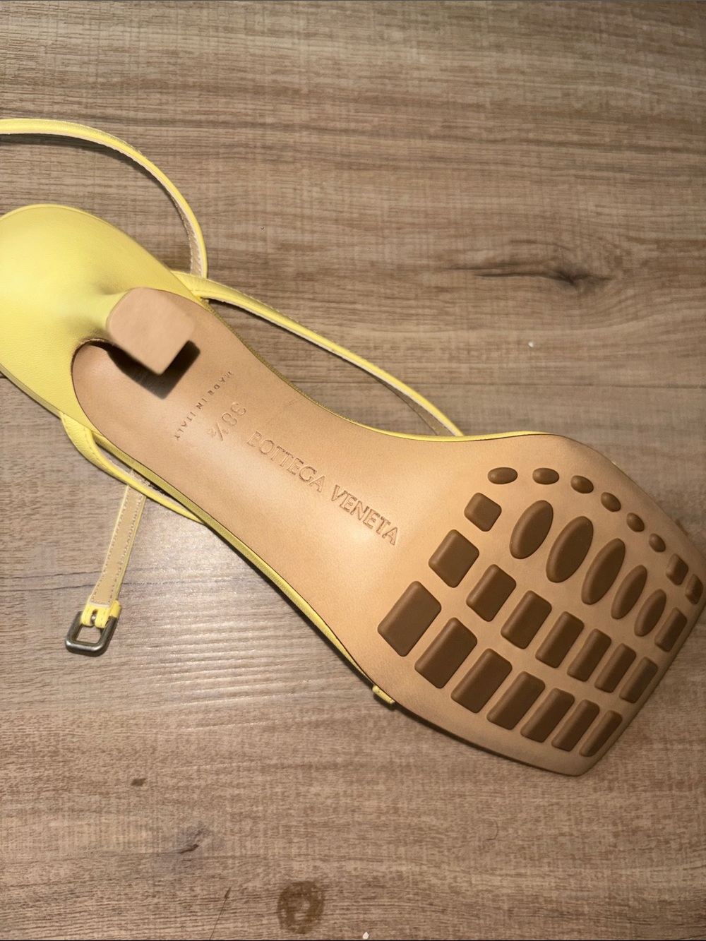 Bottega Veneta Lemon Yellow Leather Sling Sandals
